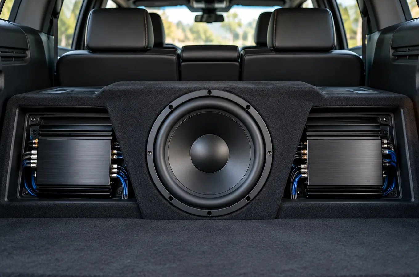 Organized vehicle amplifier and subwoofer installation